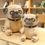 3D Brown Pug Plushie With Green Collar.