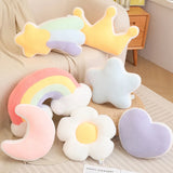 Pastel Rainbow Cloud Plush Moon Multicoloured Stripey Candy Star Moon Plush