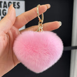 Plush Heart Keychain Love Keyring Fuzzy Love Ball Pendant Pom Pom