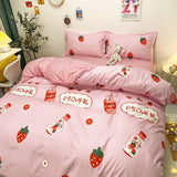 Pink Strawberry Bedding Set, Bunnies, Chicks, Sailor Moon, Flowers