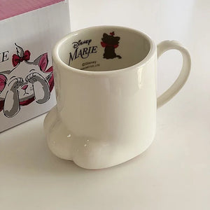 Disney's Marie Aristocats White Cute Cat Claw Ceramic Coffee Water Cup Japanese Mug White Drinking Paw Toe Beans Bottom 250ml