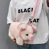 Pink Pig Plush Crossbody Bag