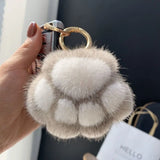 Cat Paw Fur Pom Pom Pendant Keychain