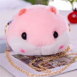 Hammy Hamster Plush Crossbody Bag with Gold Chain Handbag