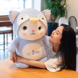 ChooChoo Cat Stuffed Animals Plush Toys Kawaii Soft Plushie Wearing Kigurumi - LoveJojo