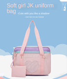 Heart PU Leather Laptop Bag Pastel Handbag Top Handle Japanese Style School Bag