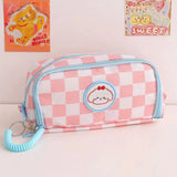 Kawaii Checkerboard Pencil Case Large Capacity