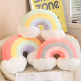 Pastel Rainbow Cloud Plush Moon Multicoloured Stripey Candy Star Moon Plush