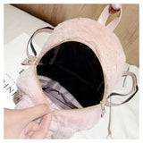 Faux Fur Mini Rabbit Ear Backpack - LoveJojo