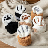 Fluffy Fuzzy Animal Cat Paw Print Socks Warm for Winter and Cold Weather