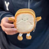 Toast Bread Plush Coin Purse Bag Keychain