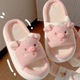 Pink Soft Cute Piggy Pattern Design Comfortable Home Slippers Slides Pig