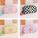 Kawaii Checkerboard Pencil Case Large Capacity