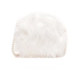 Faux Fur Fluffy White Bag Crossbody Handbag Pearl Strap