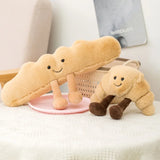 Pretzel Croissant Smiley Face Poached Egg Baguette Bread Plush Toy - LoveJojo