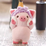 Pink Pig Plush Selfcare Facial Skincare With Purple Headband