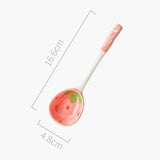 Strawberry Heart-Shaped Ceramic Bowl and Spoon Set - 400ml
