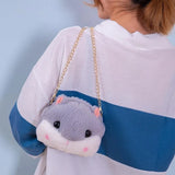 Hammy Hamster Plush Crossbody Bag with Gold Chain Handbag