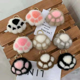 Cat Paw Fur Pom Pom Pendant Keychain