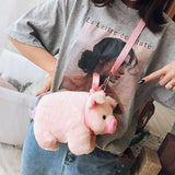 Pink Pig Plush Crossbody Bag