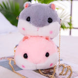 Hammy Hamster Plush Crossbody Bag with Gold Chain Handbag
