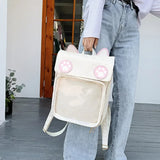 Transparent Window Backpack Bag Rucksack Cat Paws Kawaii Japanese