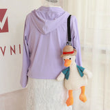 Stuffed Animal Duck Goose Crossbody Shoulder Bag Plush Backpack - White or Yellow