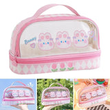 Kawaii Double Layer Pencil Case Large Transparent Stationery