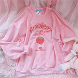 Harajuku Strawberry Milk Pink Sweatshirt Top Long-Sleeved - LoveJojo