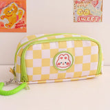 Kawaii Checkerboard Pencil Case Large Capacity