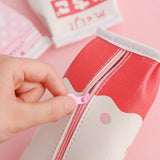 Pencil Case Strawberry Milk Box Bag Pink Pens Bag Japanese