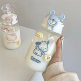 Water Bottle With Straw Cup Kawaii Transparent 500ml Portable