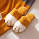 Winter Warm Plush Slippers Cute Cat Paw House Fur Slides Fluffy Shoes