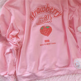 Harajuku Strawberry Milk Pink Sweatshirt Top Long-Sleeved - LoveJojo