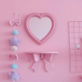 Pink Love Heart-Shaped Cosmetic Mirror Makeup Wall Hanging Mirror