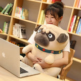 3D Brown Pug Plushie With Green Collar - LoveJojo