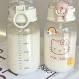Water Bottle With Straw Cup Kawaii Transparent 500ml Portable