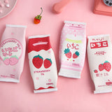 Pencil Case Strawberry Milk Box Bag Pink Pens Bag Japanese