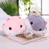 Hammy Hamster Plush Crossbody Bag with Gold Chain Handbag