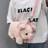 Pink Pig Plush Crossbody Bag