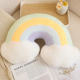 Pastel Rainbow Cloud Plush Moon Multicoloured Stripey Candy Star Moon Plush