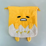Sanrio Gudetama Drawstring Pocket Storage Bag Embroidered Plush Portable Folding Drawstring Bag