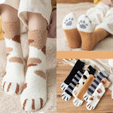 Fluffy Fuzzy Animal Cat Paw Print Socks Warm for Winter and Cold Weather