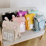 Transparent Window Backpack Bag Rucksack Cat Paws Kawaii Japanese