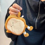 Toast Bread Plush Coin Purse Bag Keychain