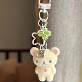 San-X Rilakkuma & Korilakkuma Flocking Pendant Set Phone Charm Keychain