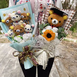 San-X Rilakkuma Korilakkuma Teddy Bear Plush Toy Flower Bouquet Gift Box