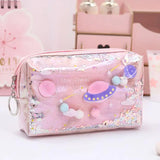 Pencil Case Laser Space Planets Big Makeup Bag Cosmetic Case