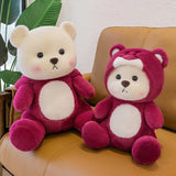 28/40cm Cute Rose Red Bear Plush Toys Animals Soft Stuffed