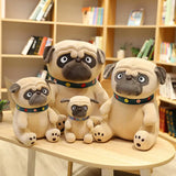 3D Brown Pug Plushie With Green Collar.
